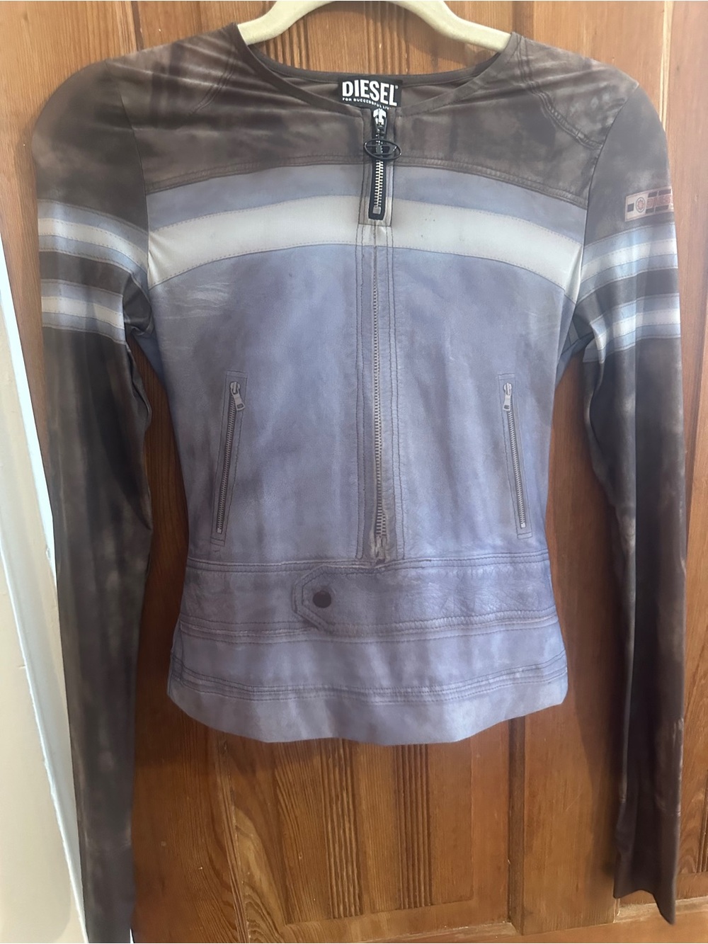 Diesel Women's Gray Brown Zip-Front Jacket Trompe